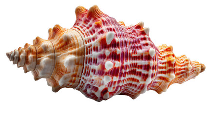 Fototapeta premium Vibrant Seashell: A detailed, close-up photograph of a strikingly beautiful seashell showcases its intricate texture and vibrant color, evoking a sense of the ocean's mysteries.