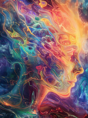 Fototapeta premium Futuristic abstract depiction human mind glowing energy light creativity imagination consciousness.