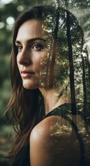 Woman Merged with Nature - A Portrait of Serenity and Connection.