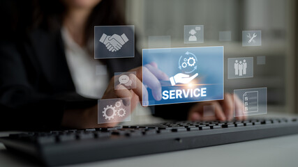 Customer service and support workflow with cooperation, communication, maintenance, and checklist icons for efficient service operation and user satisfaction Latch