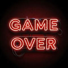 Neon Game Over Sign - Retro Gaming Culture and Defeat in Bright Red.