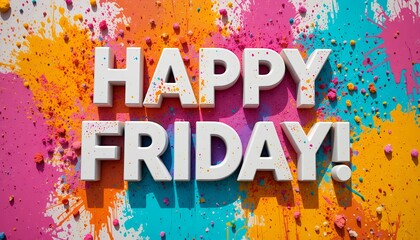 Colorful vibrant header expressing cheerful excitement for the arrival of friday afternoon