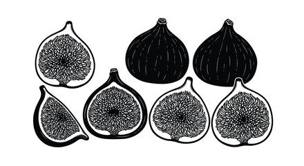 Collection of black and white dessert illustrations