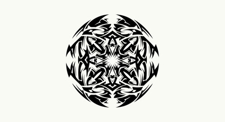 Intricate black and white circular pattern creating a visually captivating design element