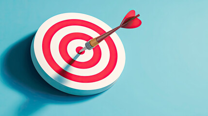 Red dart hitting the center of target