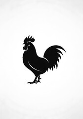 Fototapeta premium Rooster Silhouette - A Bold and Striking Farm Animal Illustration.