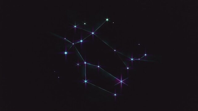 Gemini Zodiac Constellation with Glowing Stars and Light Flare Effect
