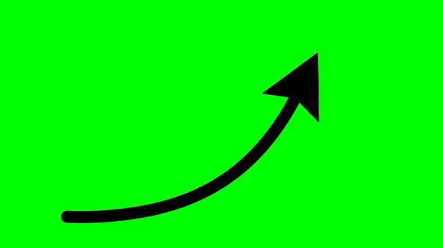 Animated Black Arrow Showing Upward and Downward Trends on Green Screen.