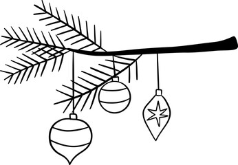Hand-Drawn Christmas Clipart Holiday Line Art Elements, Minimal Outline
