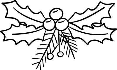 Hand-Drawn Christmas Clipart Holiday Line Art Elements, Minimal Outline