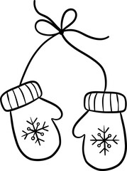 Hand-Drawn Christmas Clipart Holiday Line Art Elements, Minimal Outline