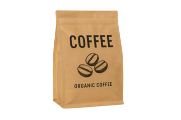 Kraft paper coffee bag with organic coffee beans packaging