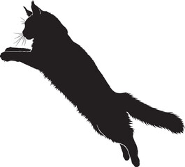 Dynamic silhouette of a majestic cat leaping through the air capturing graceful motion and natural elegance