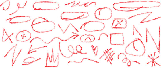 Hand drawn doodle elements collection speech bubbles shapes geometric forms icons and symbols