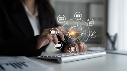 Digital gift card icons show e-commerce, payment, and digital gift card redemption. Digital gift card supports online shopping, secure payment, and customer loyalty programs. Entice