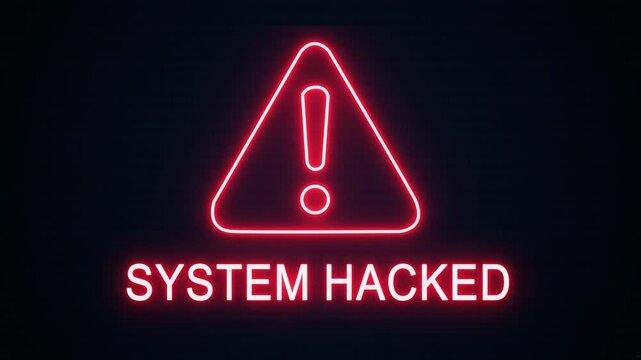 System hacked alert icon with binary code background. The attention grabbing icon highlights the importance of digital safety in today's interconnected world.