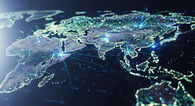 Digital World Map with Data Visualization and Analytics Display - Free ...