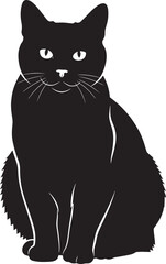Sleek black cat silhouette sitting elegantly captivating gaze perfect for whimsical designs mystical pet art