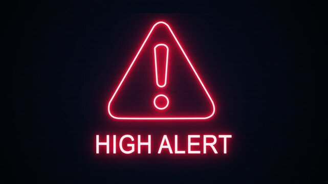 High alert icon with binary code background. The attention grabbing icon highlights the importance of digital safety in today's interconnected world.