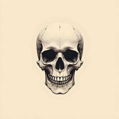 Fototapeta premium A chilling human skull and crossbones icon, a symbol of death and danger, rests on a black background perfect for Halloween or pirate themes