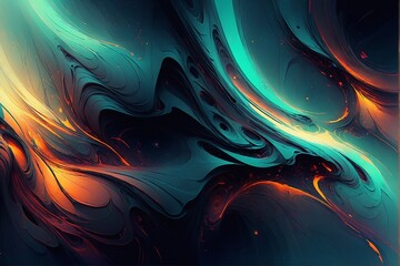 Creative abstract design with messy and rough edges. Blue and orange coloring. Futuristic anti utopic background