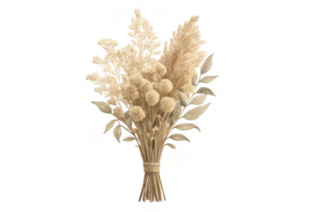 Boho dried flower bouquet with pampas grass and leaves