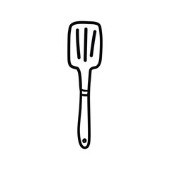 Slotted Spatula or Turner - Essential Kitchen Cooking Utensil Outline Icon