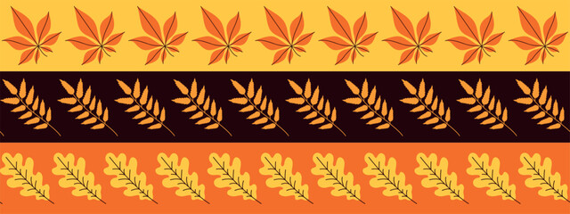 Autumn leaves washi tape design, fall season border and frame set, vector decorative elements