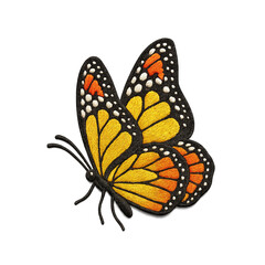 Butterfly Patch Embroidery Design with transparent background