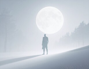 Obraz premium 月光に照らされている神秘的な森に佇むエルフの戦士