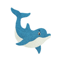 Dolphin Patch Embroidery Design with transparent background