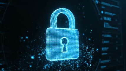 A glowing blue Keyhole Icon, digitally rendered with bokeh effects, represents online security against a dark background, conveying a sense of safety and protection in cyberspace. - Powered by Adobe