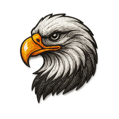 Eagle head patch embroidery design with transparent background