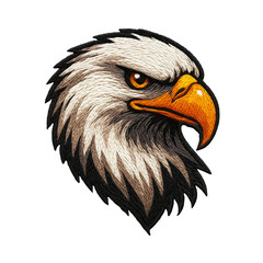 Eagle head patch embroidery design with transparent background