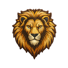 Lion head patch embroidery design with transparent background