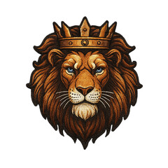 Lion head patch embroidery design with transparent background