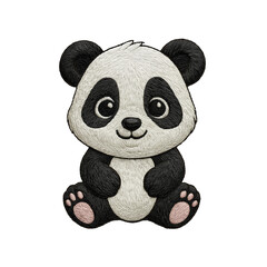 Cute panda patch embroidery design with transparent background