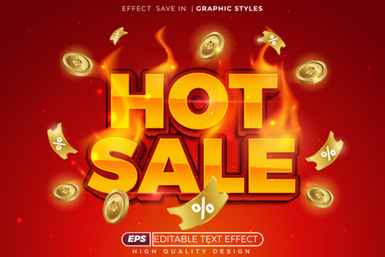 Editable 3d text effect hot sale with fire effect and confetti  for banner design template