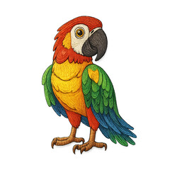 Parrot patch embroidery design with transparent background