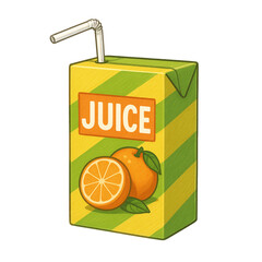 A refreshing juice box with an orange design and a straw
