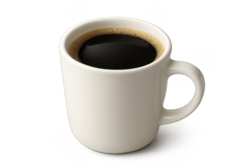 White coffee mug with black coffee and foam