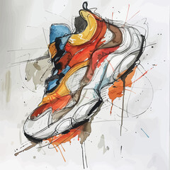 roller skates on grunge background