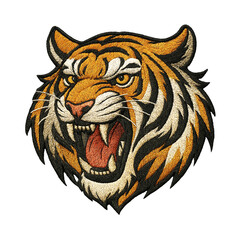 Tiger head patch embroidery design with transparent background