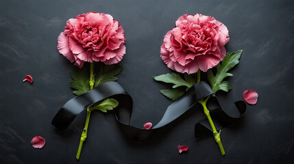 Black Funeral Ribbon With Two