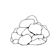 Monochrome rocks illustration displaying an abstract pile conveying stability and simplicity