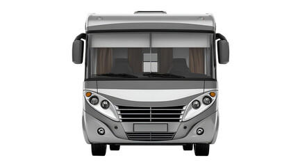 Front view of a modern rv motorhome isolated on transparent background