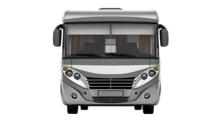 Front view of a modern rv motorhome isolated on transparent background