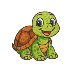 Sea turtle patch embroidery design with transparent background