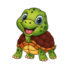 Sea turtle patch embroidery design with transparent background