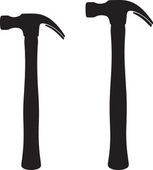 Two hammer silhouettes on white background silhouette